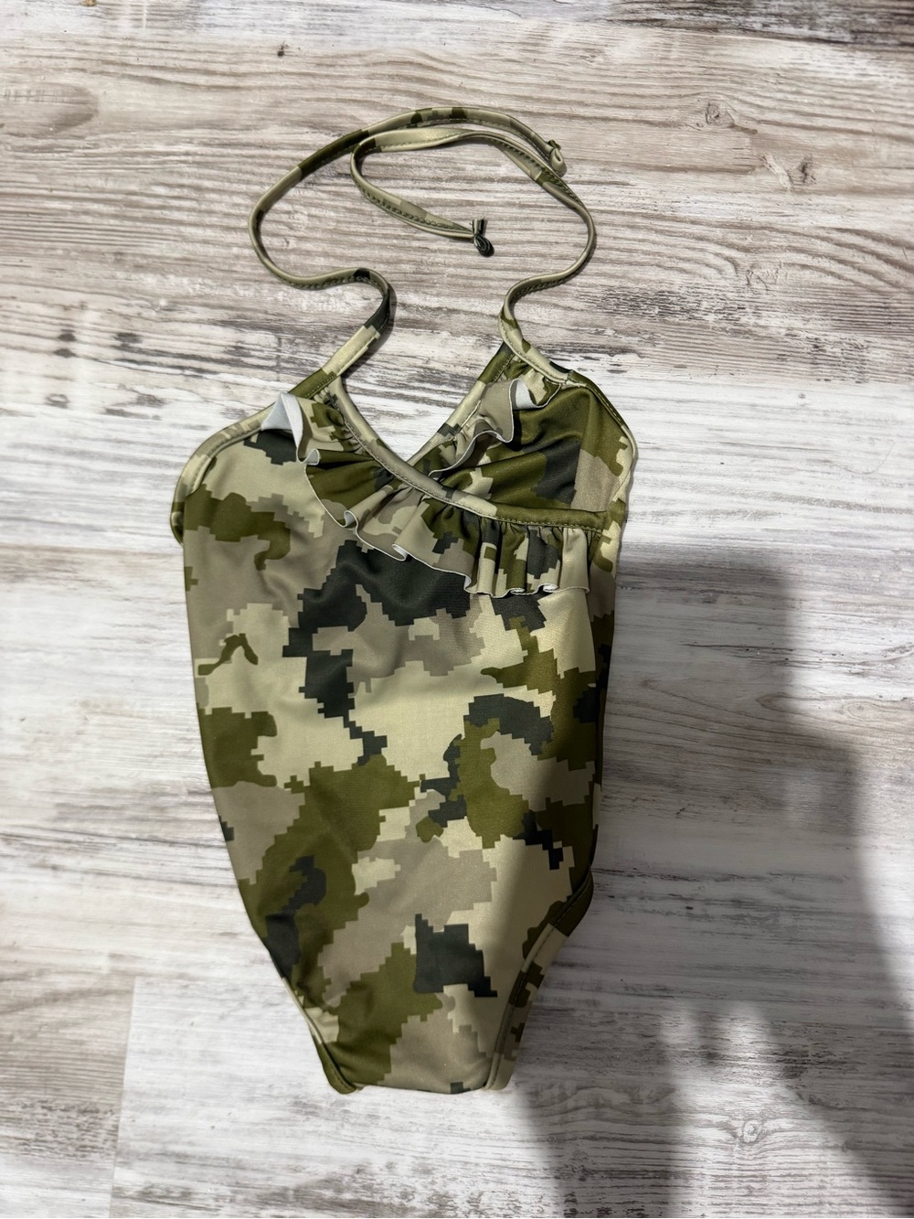 Kids 24-2t Camo Halter One-Piece Swimsuit - Olive Green